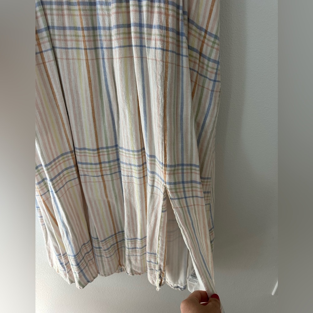 Madewell Linen Clara Midi Dress in Plaid | Size M - Picture 8 of 9